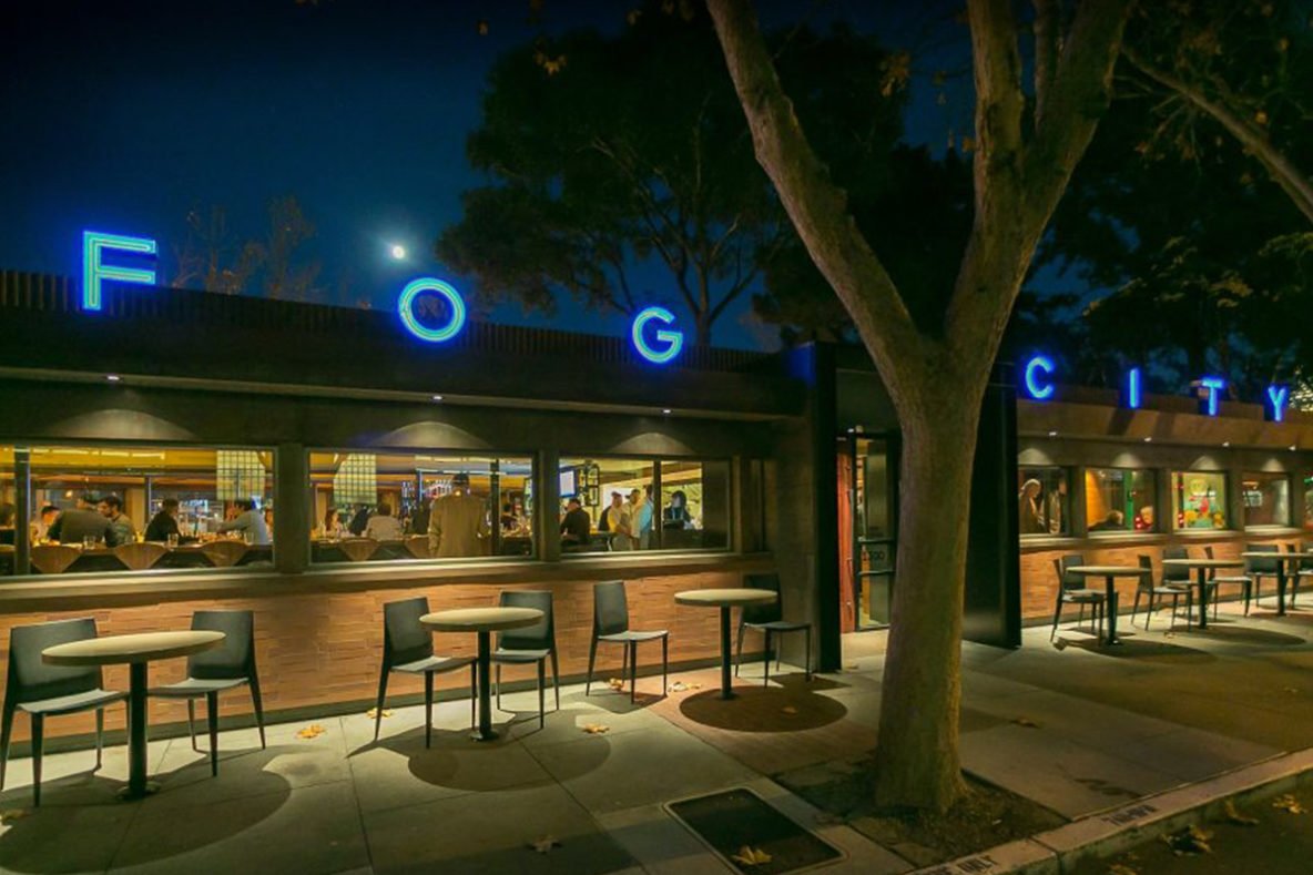 Fog City exterior at night